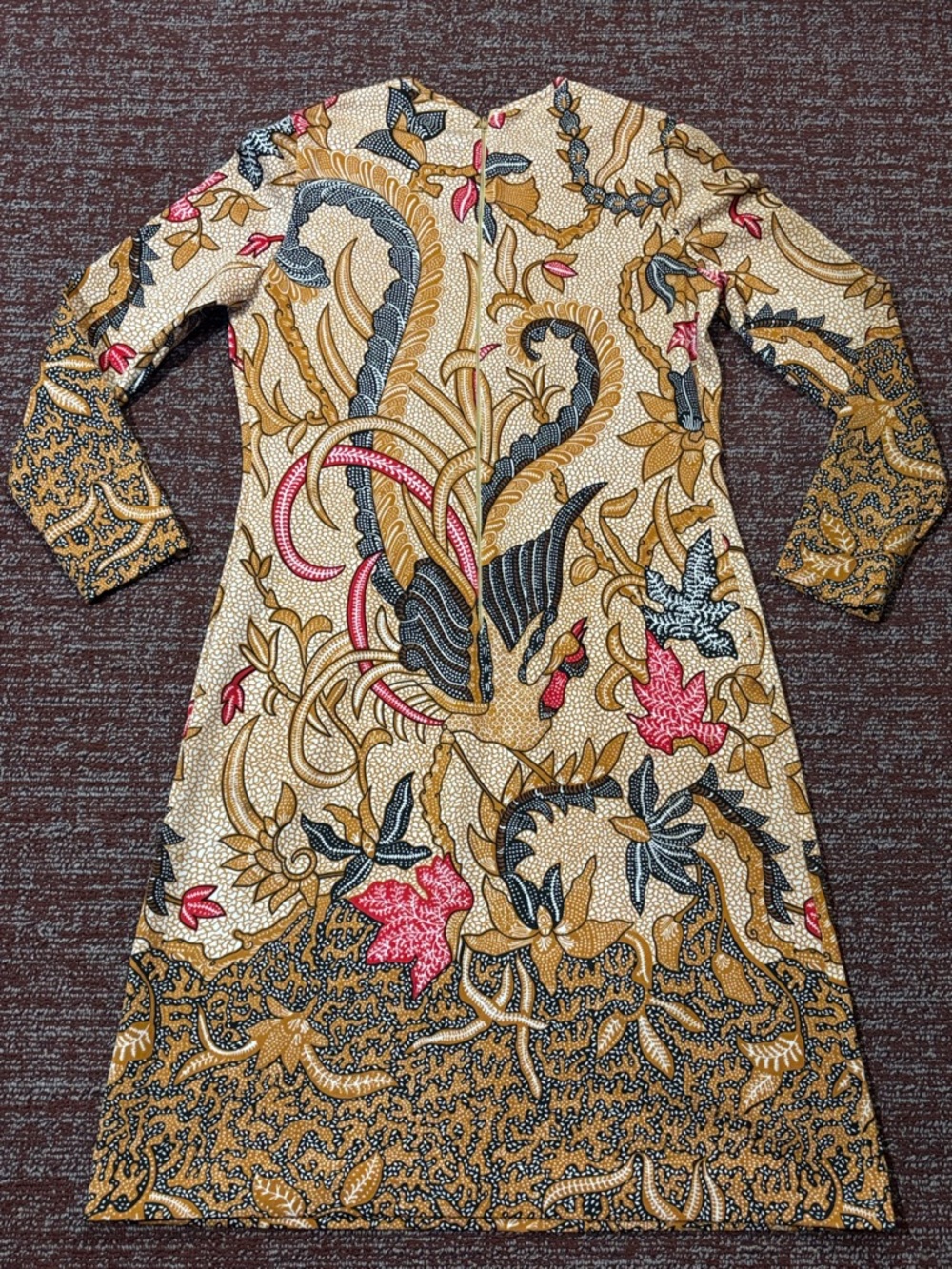 Goldworm vintage 1970’s printed knee length patterned long sleeve dress size 14 - Picture 3 of 16